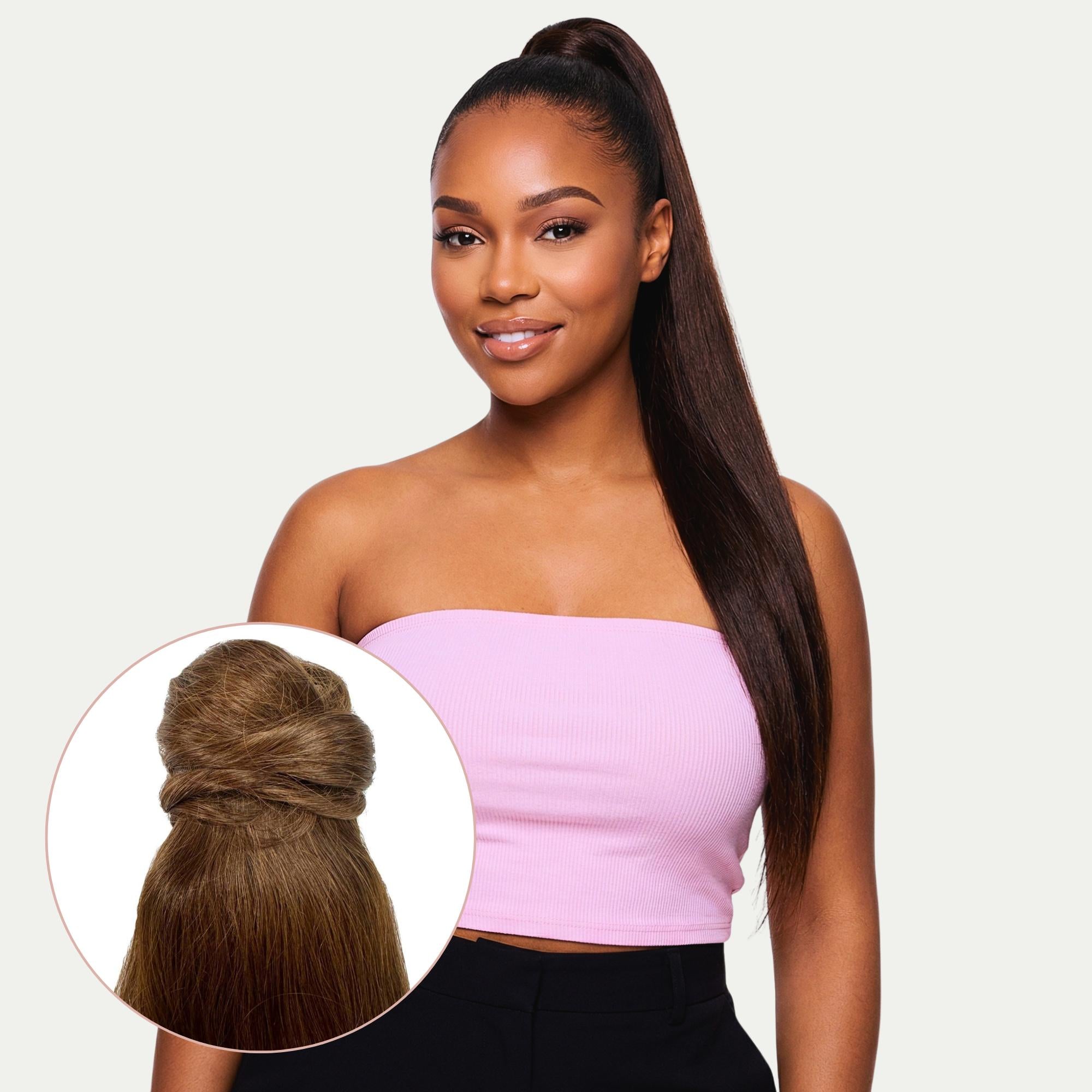 Dark Brown 100% Human Hair Ponytail Extension - Private Label