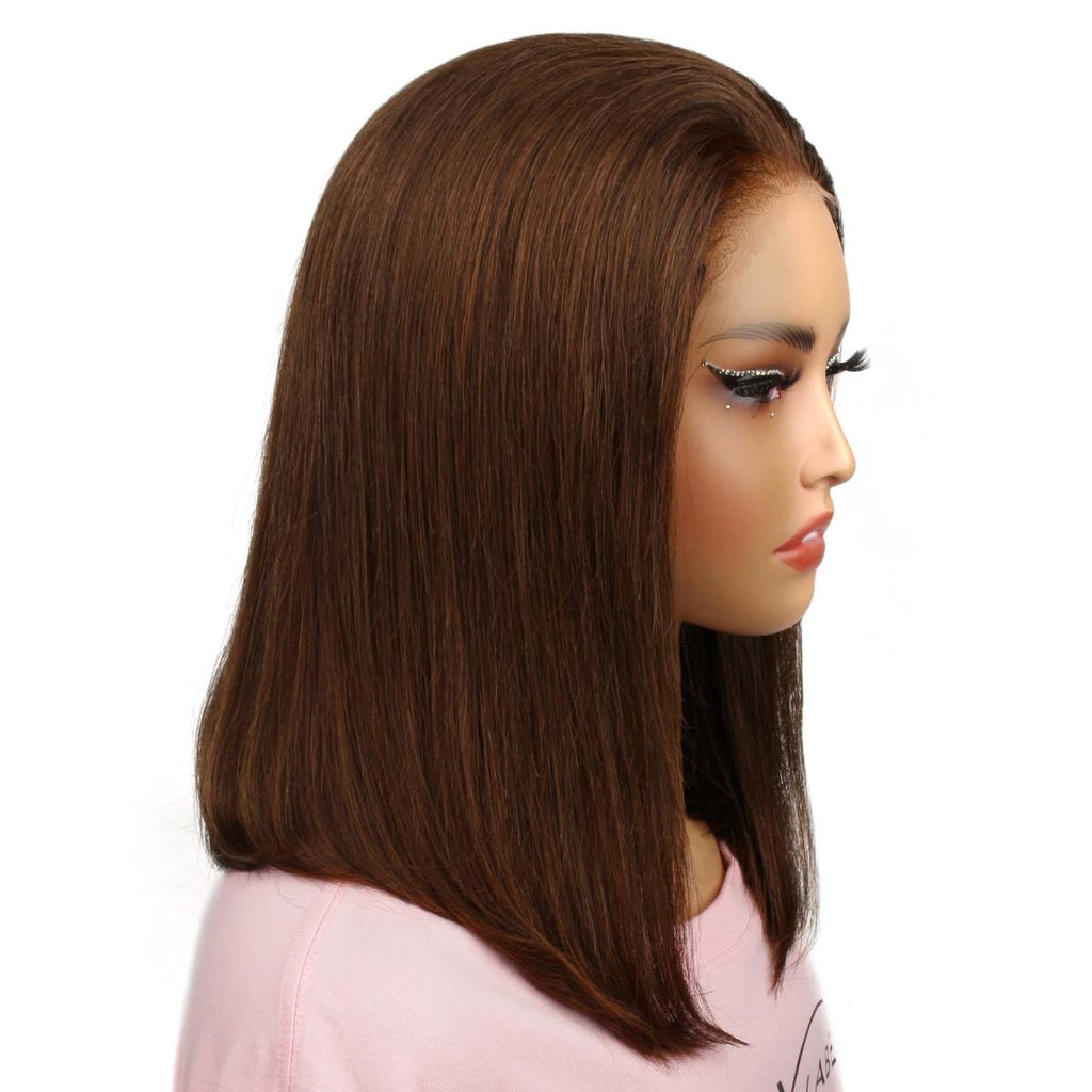 Dark Brown Glueless 5x5 HD Closure Bob 12" SALE - Private Label