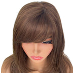 Medium Brown Straight 100% Human Hair Capless Bang Wig - Private Label