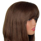 Medium Brown Straight 100% Human Hair Capless Bang Wig - Private Label