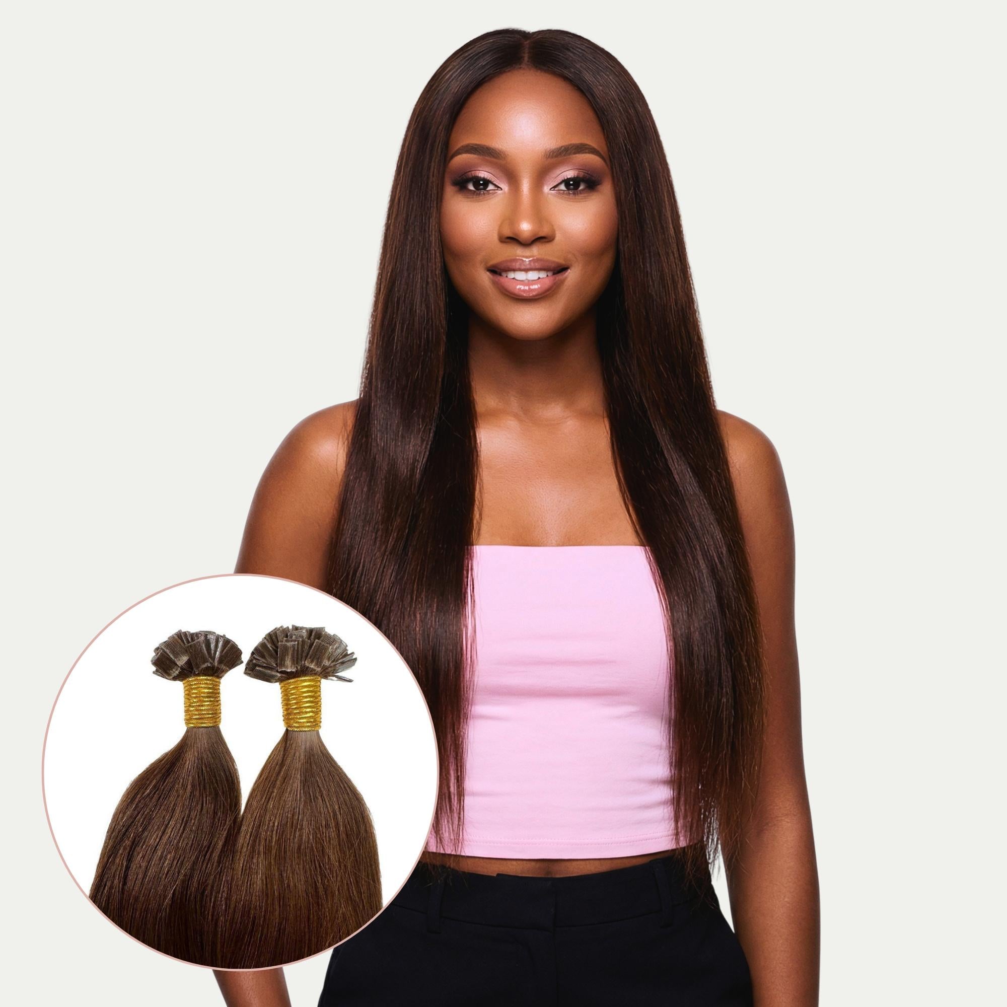 Dark Brown Straight Flat - Tip - Private Label