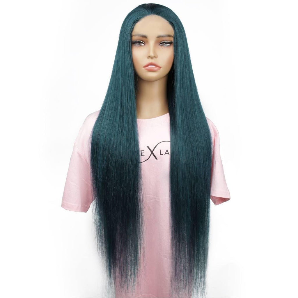 Dark Green Straight 5x5 Transparent Closure Wig - Private Label