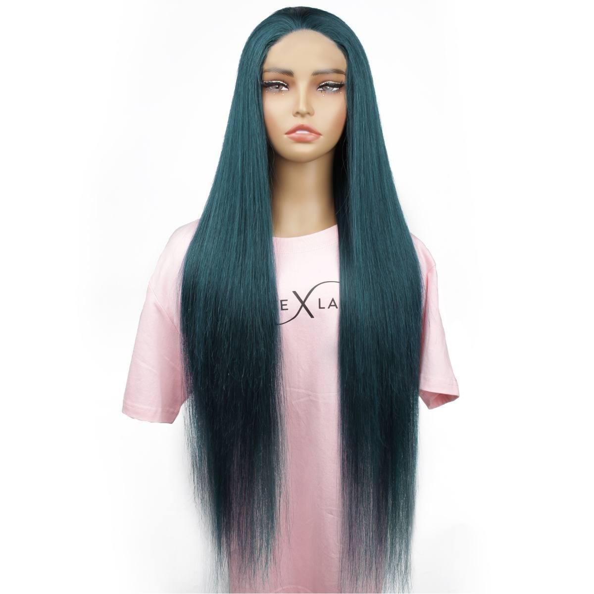 Dark Green Straight 5x5 Transparent Closure Wig - Private Label