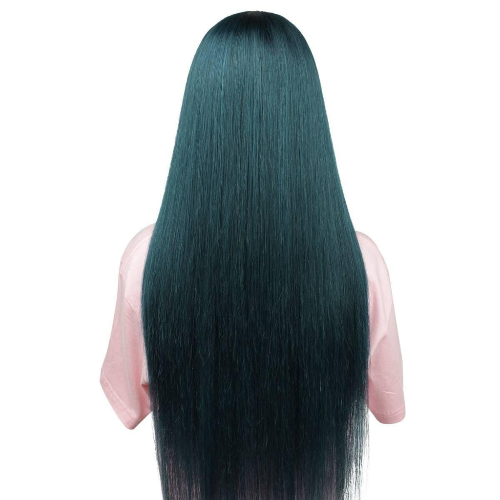 Dark Green Straight 5x5 Transparent Closure Wig - Private Label