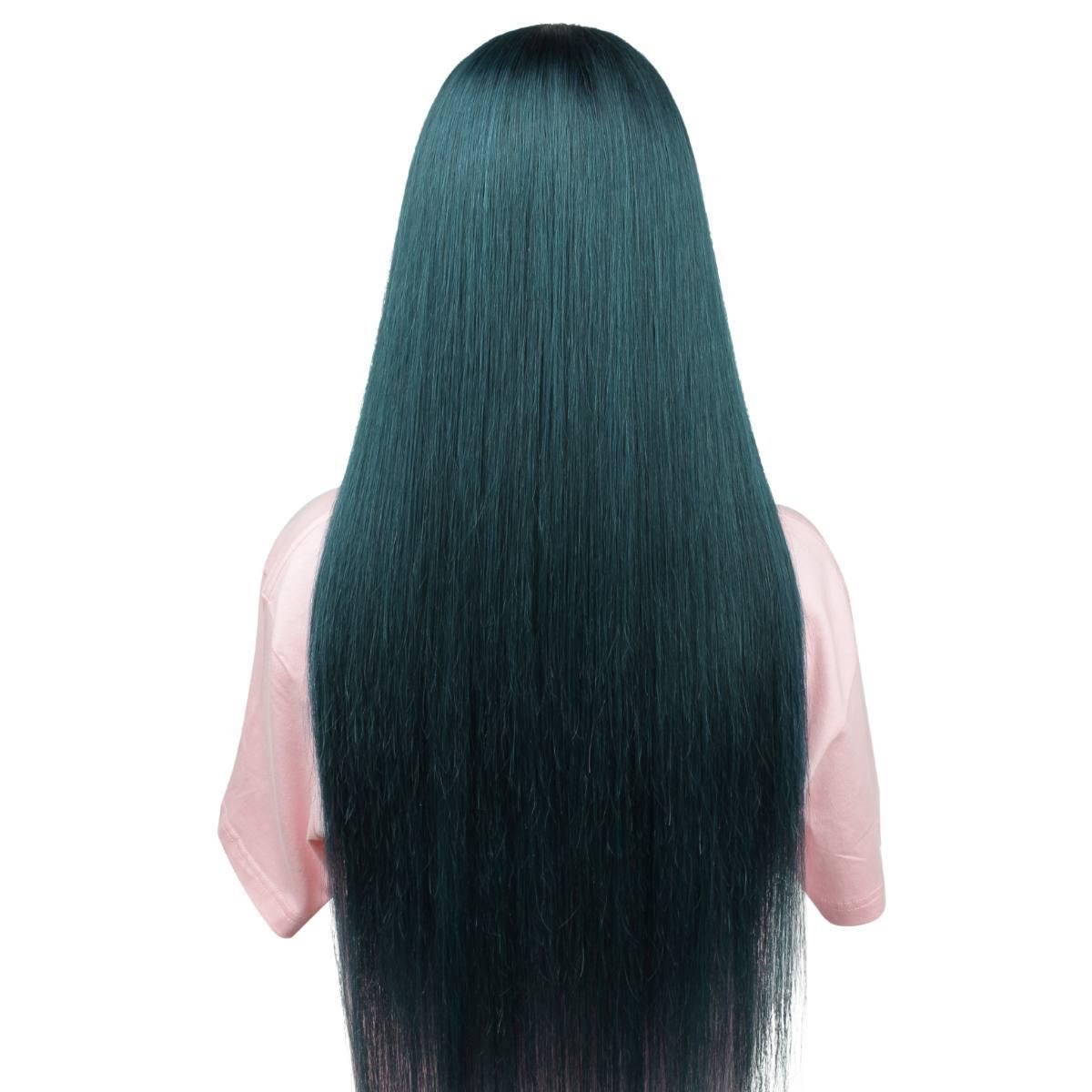 Dark Green Straight 5x5 Transparent Closure Wig - Private Label