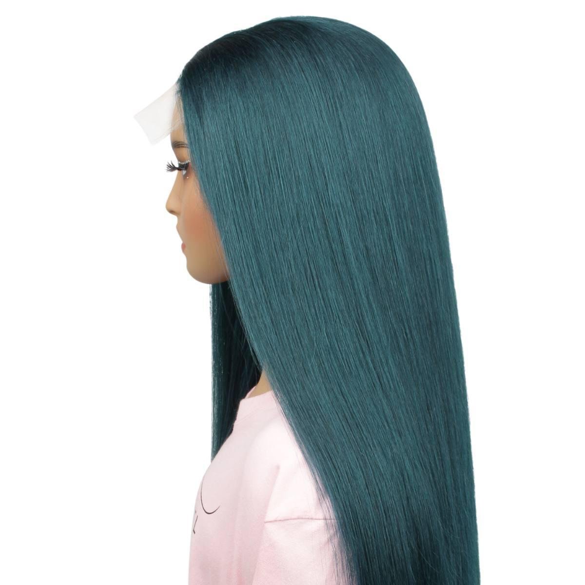 Dark Green Straight 5x5 Transparent Closure Wig - Private Label