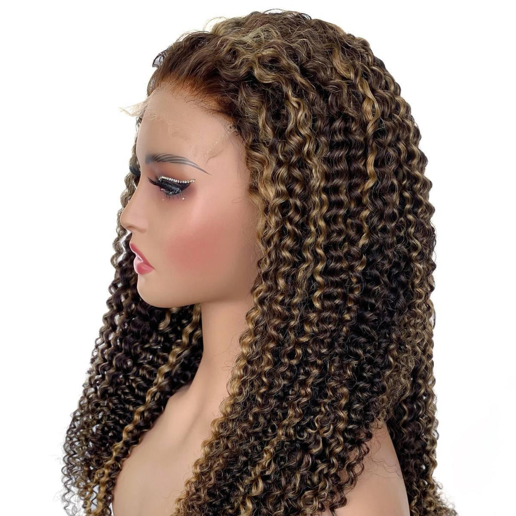 Dark Highlight Kinky Curly 5x5 HD Closure Wig - Private Label