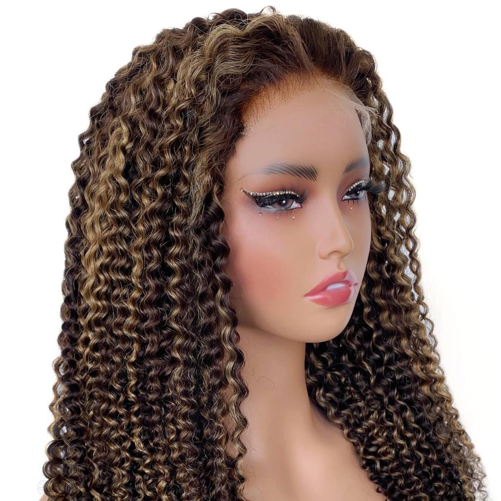 Dark Highlight Kinky Curly 5x5 HD Closure Wig - Private Label