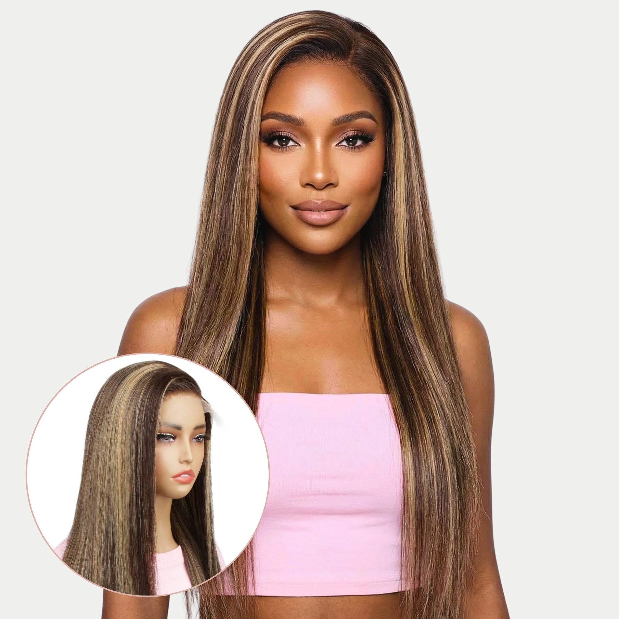 Dark Highlight Straight 5x5 HD Closure Wig - Private Label