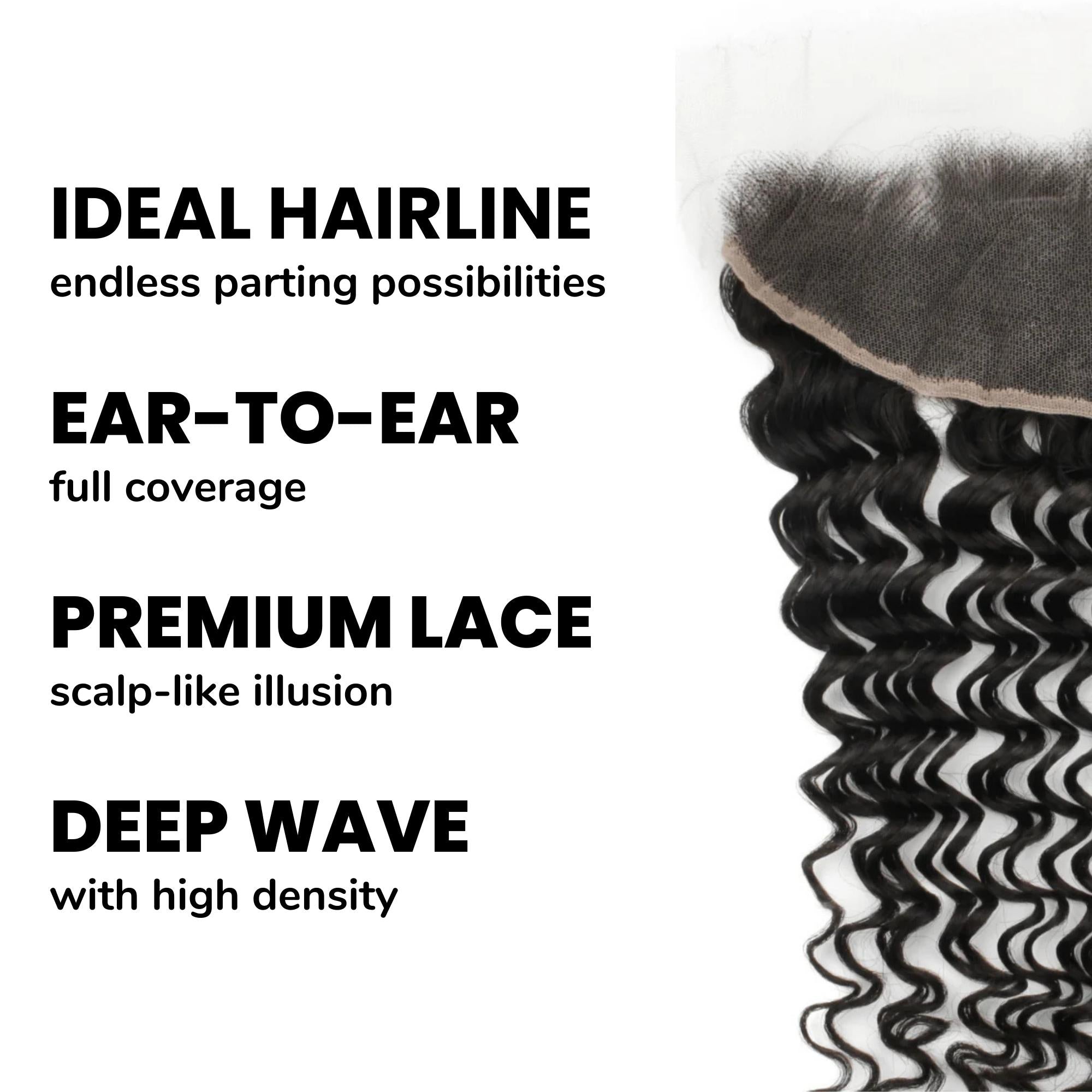 Deep Wave 13x4 HD Lace Human Hair Frontal - Private Label