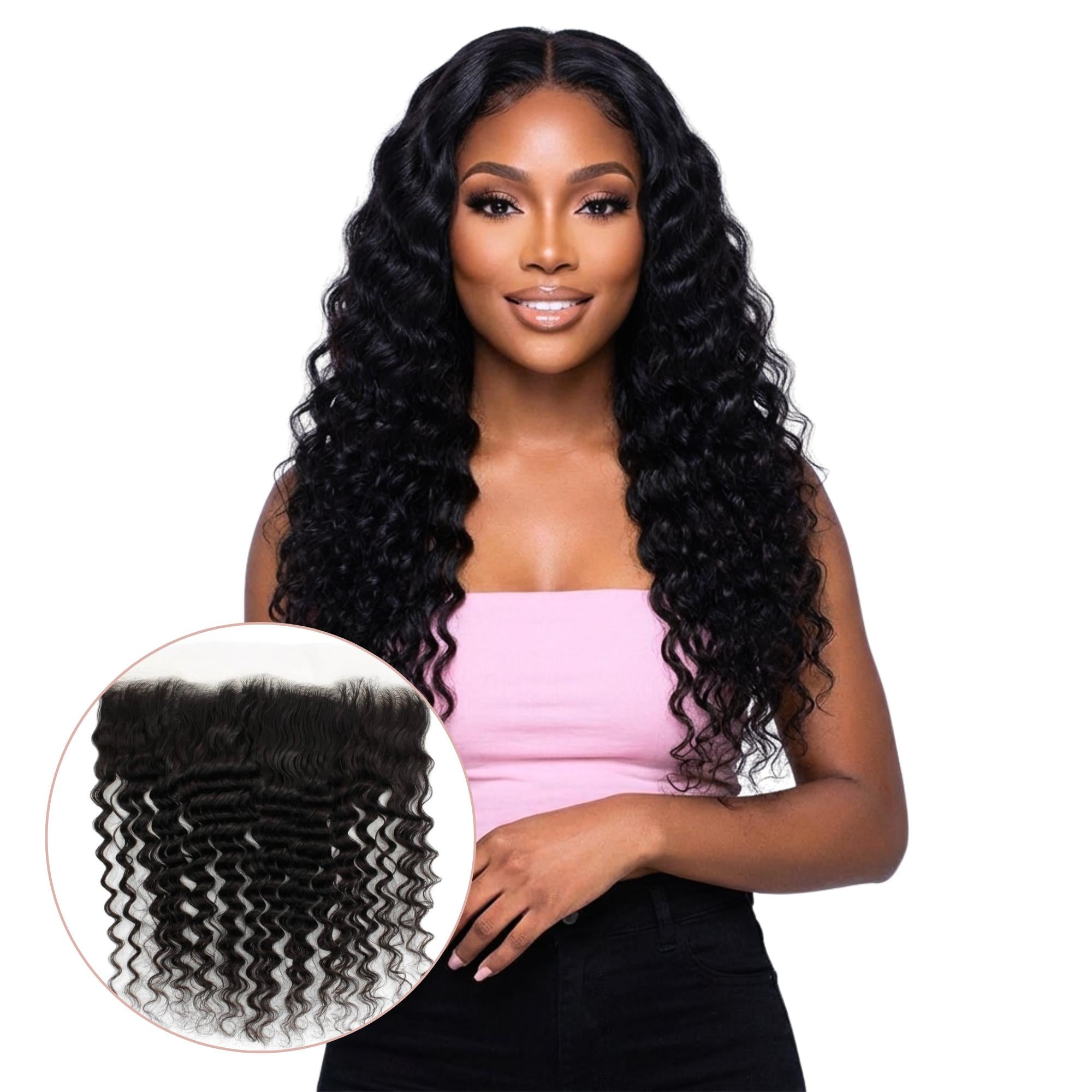 Deep Wave 13x4 Transparent Lace Human Hair Frontal - Private Label