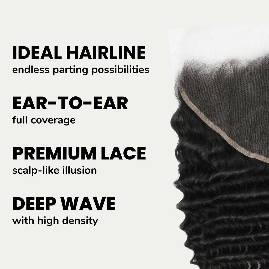 Deep Wave 13x6 HD Lace Human Hair Frontal - Private Label