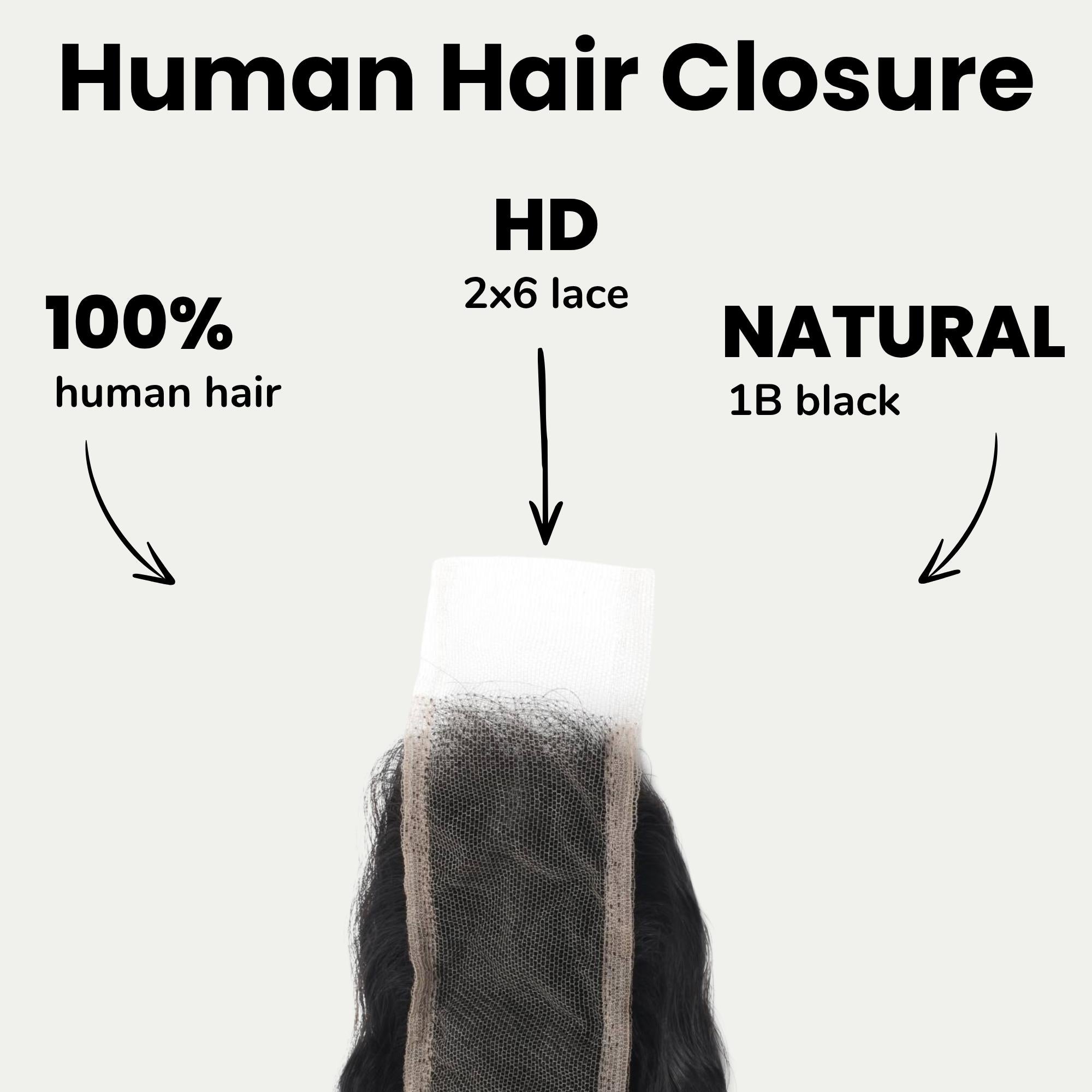 Deep Wave 2x6 HD Lace Human Hair Closure - Private Label