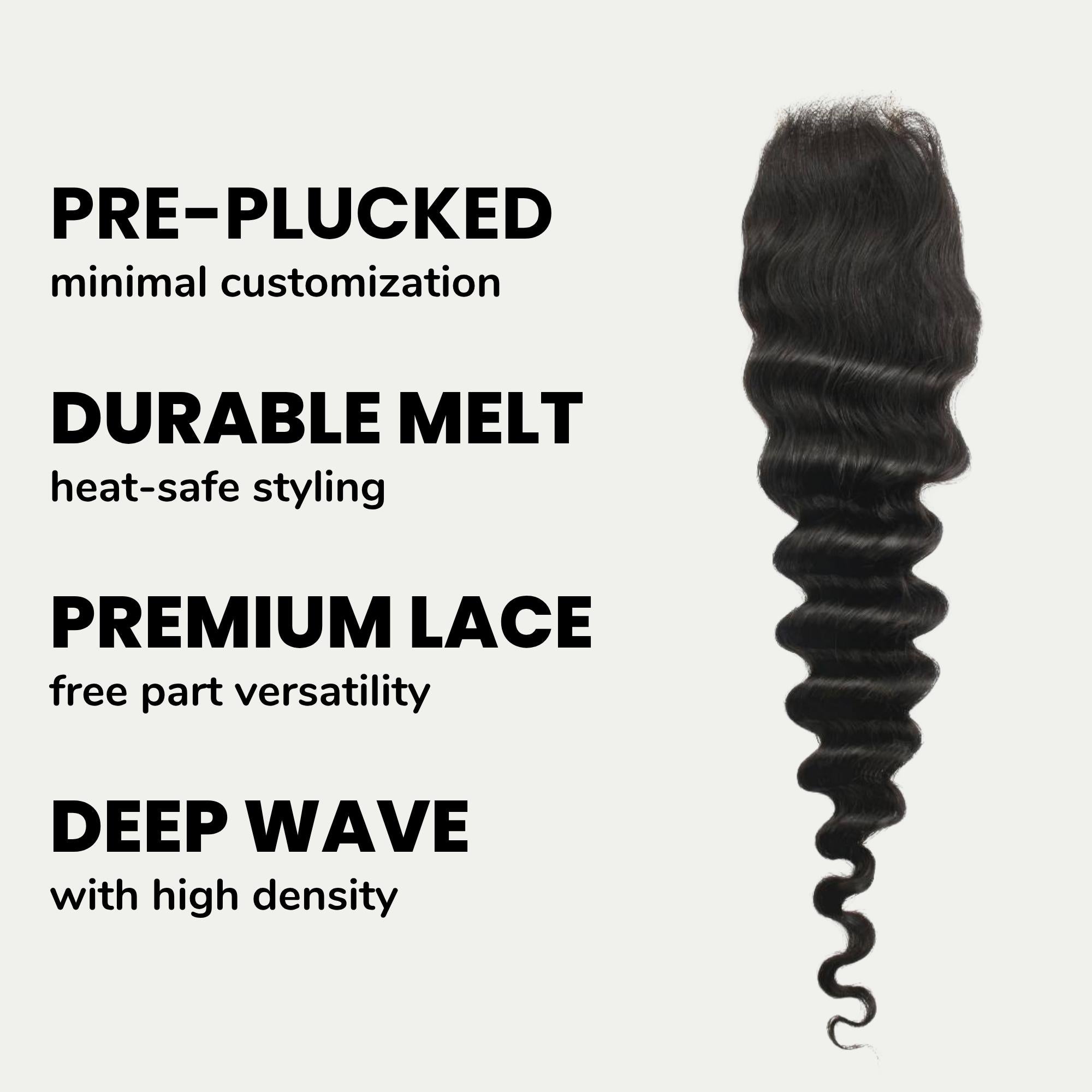Deep Wave 2x6 Transparent Lace Human Hair Closure - Private Label