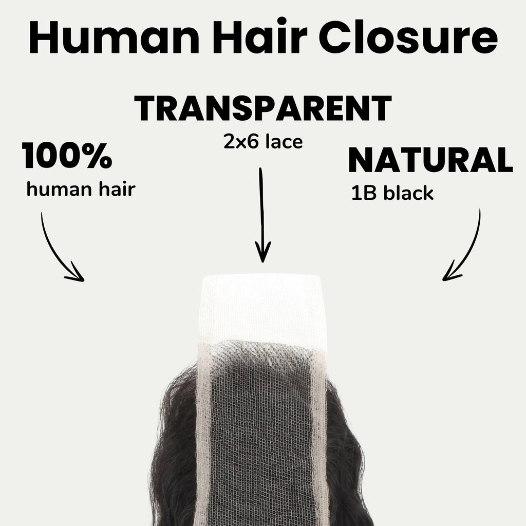 Deep Wave 2x6 Transparent Lace Human Hair Closure - Private Label