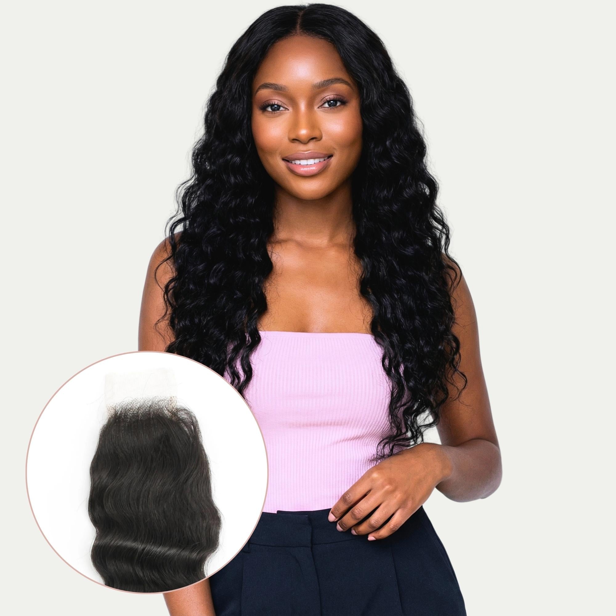 Deep Wave 2x6 Transparent Lace Human Hair Closure - Private Label