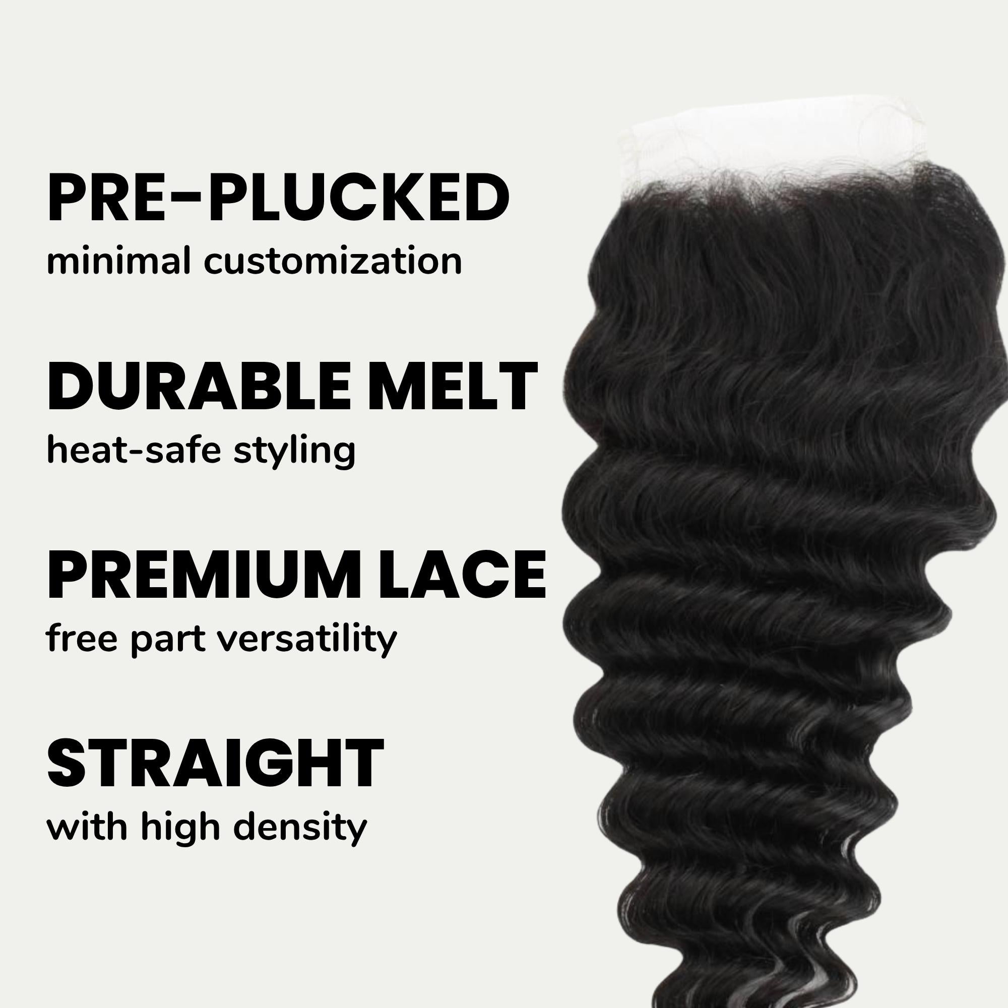 Deep Wave 4x4 Transparent Lace Human Hair Closure - Private Label