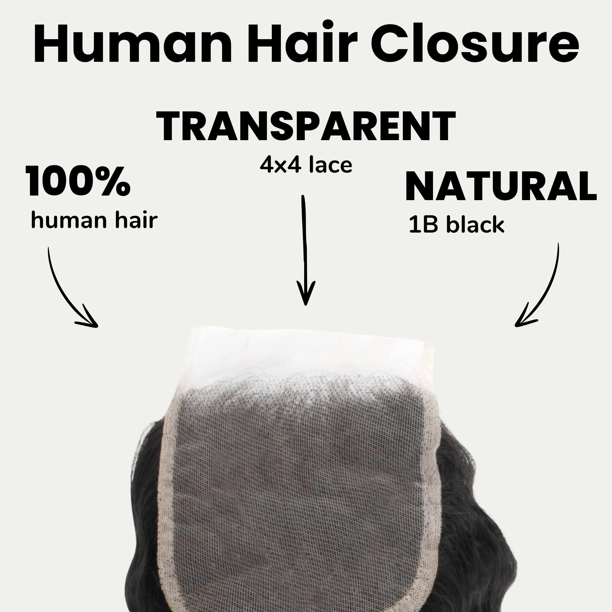 Deep Wave 4x4 Transparent Lace Human Hair Closure - Private Label
