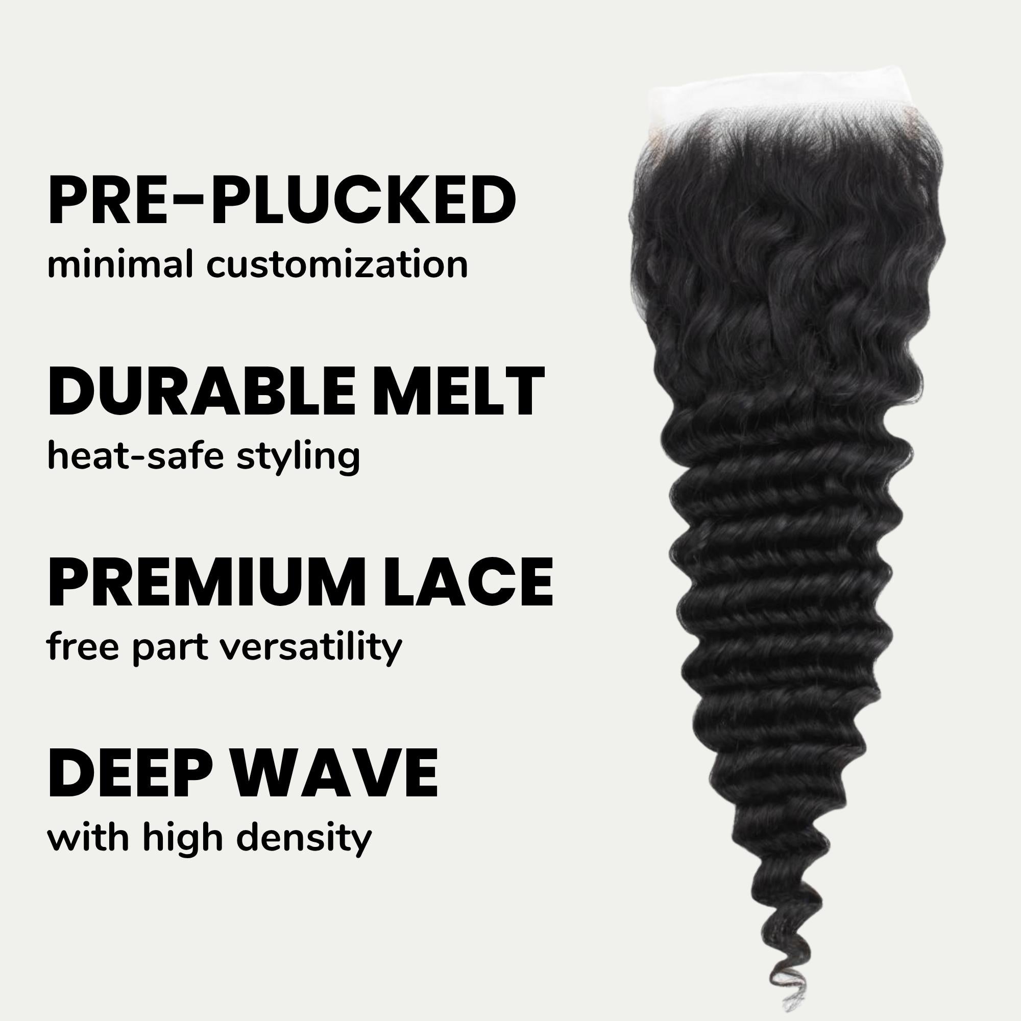 Deep Wave 5x5 HD Lace Human Hair Closure - Private Label