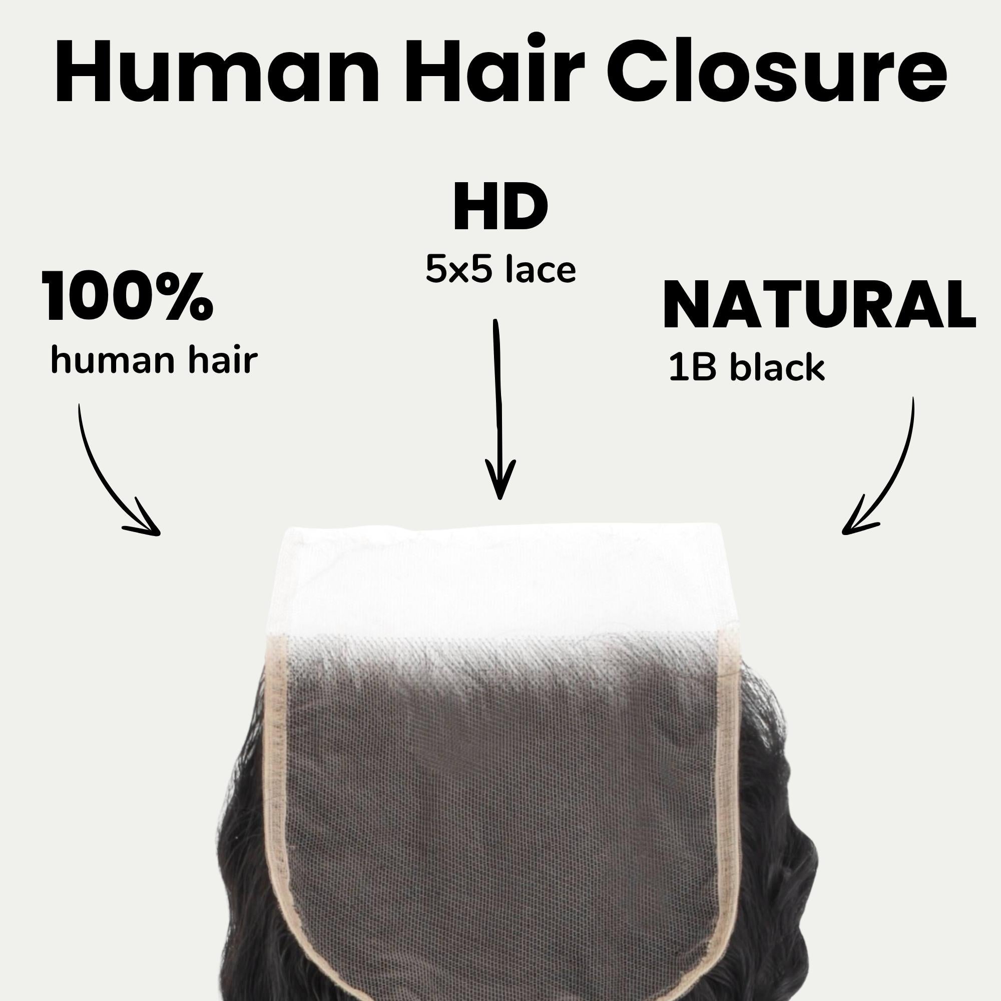 Deep Wave 5x5 HD Lace Human Hair Closure - Private Label