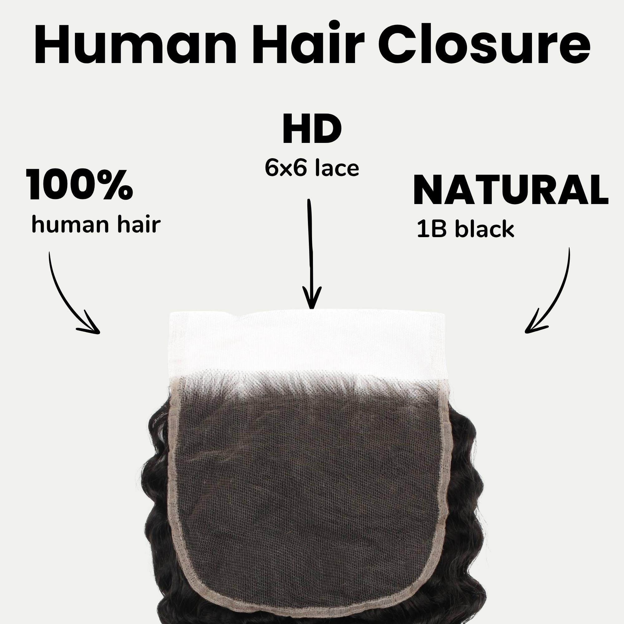 Deep Wave 6x6 HD Lace Human Hair Closure - Private Label