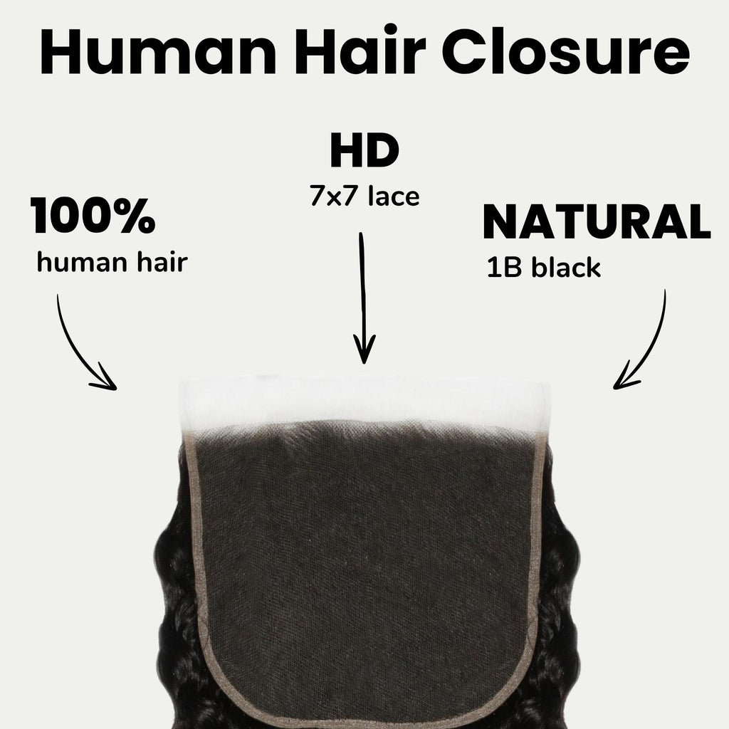 Deep Wave 7x7 HD Lace Human Hair Closure - Private Label