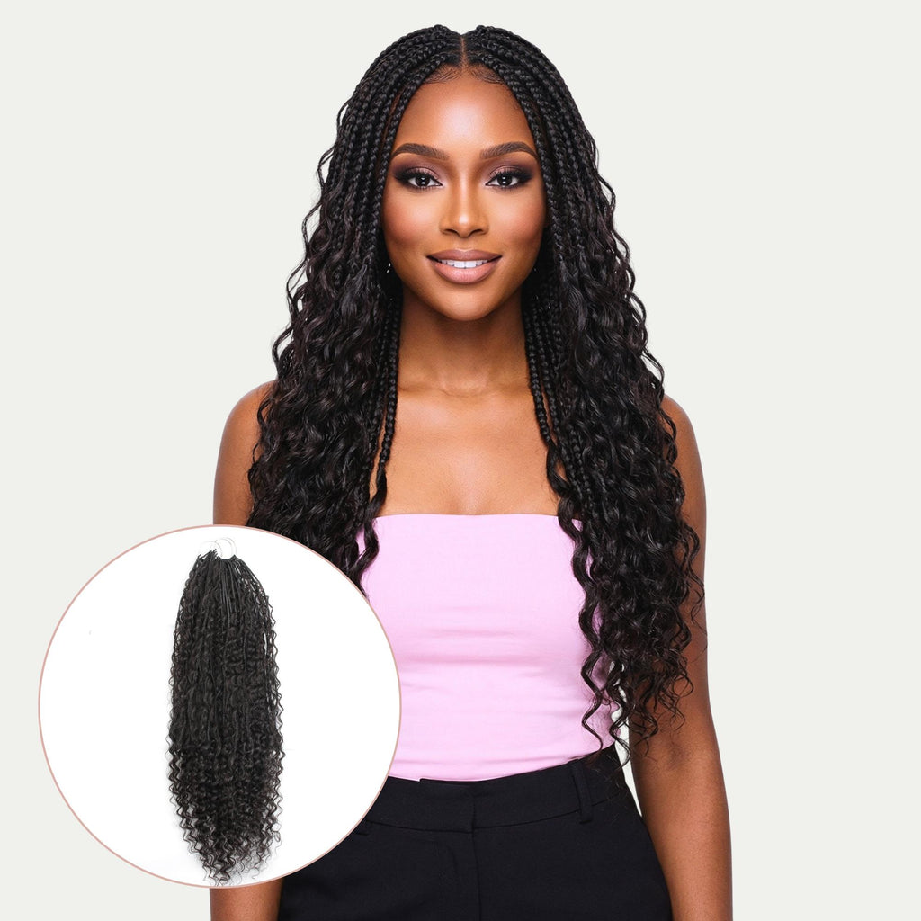 Deep Wave Boho Box Braids with Human Hair Crochet Curls - Private Label