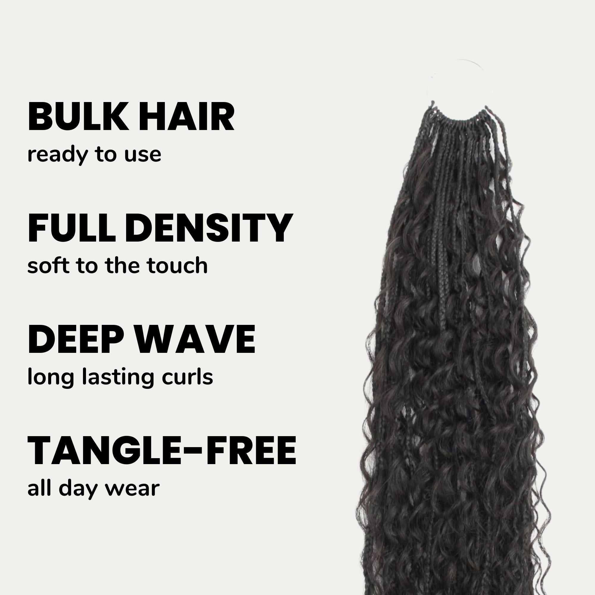 Deep Wave Boho Box Braids with Human Hair Crochet Curls - Private Label