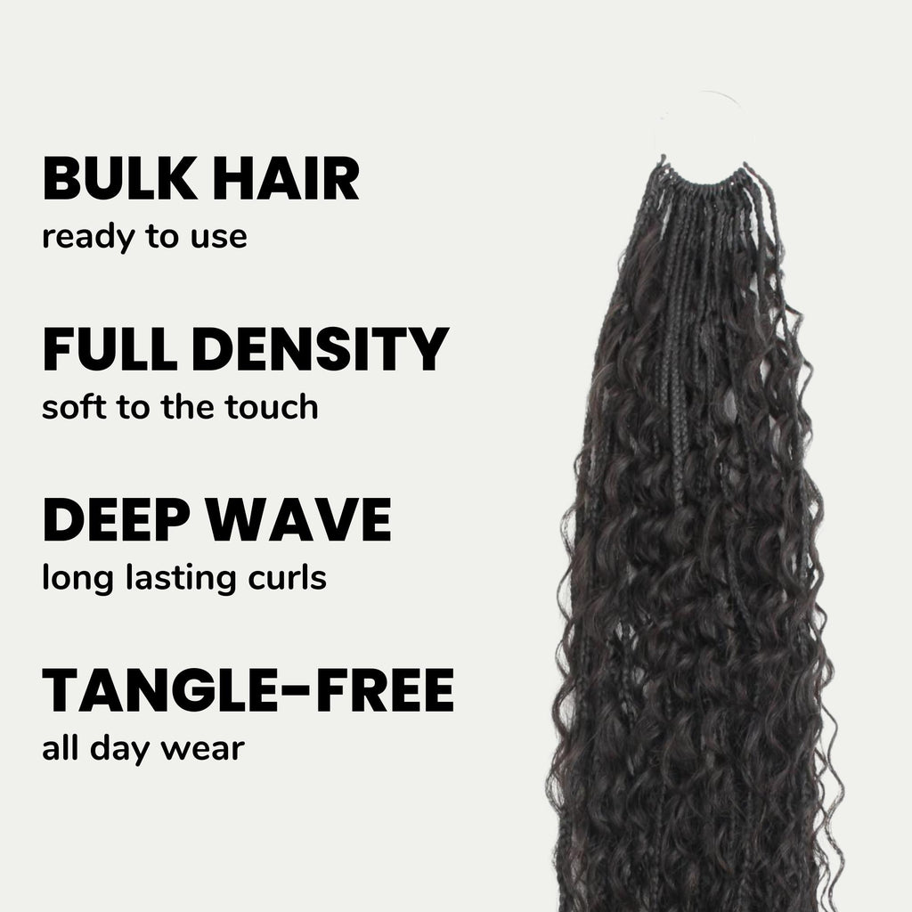 Deep Wave Boho Box Braids with Human Hair Crochet Curls - Private Label