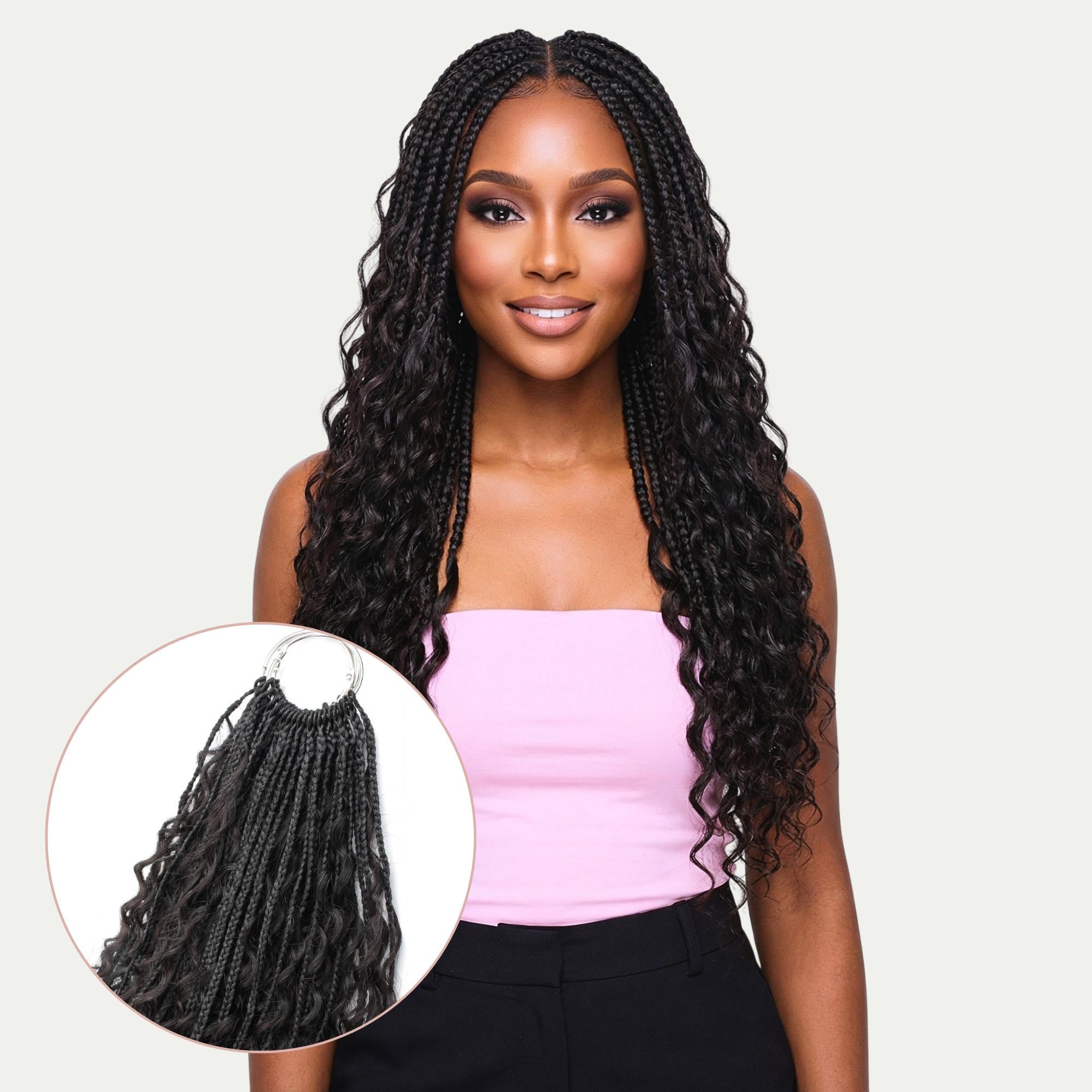 Deep Wave Boho Box Braids with Human Hair Crochet Curls - Private Label