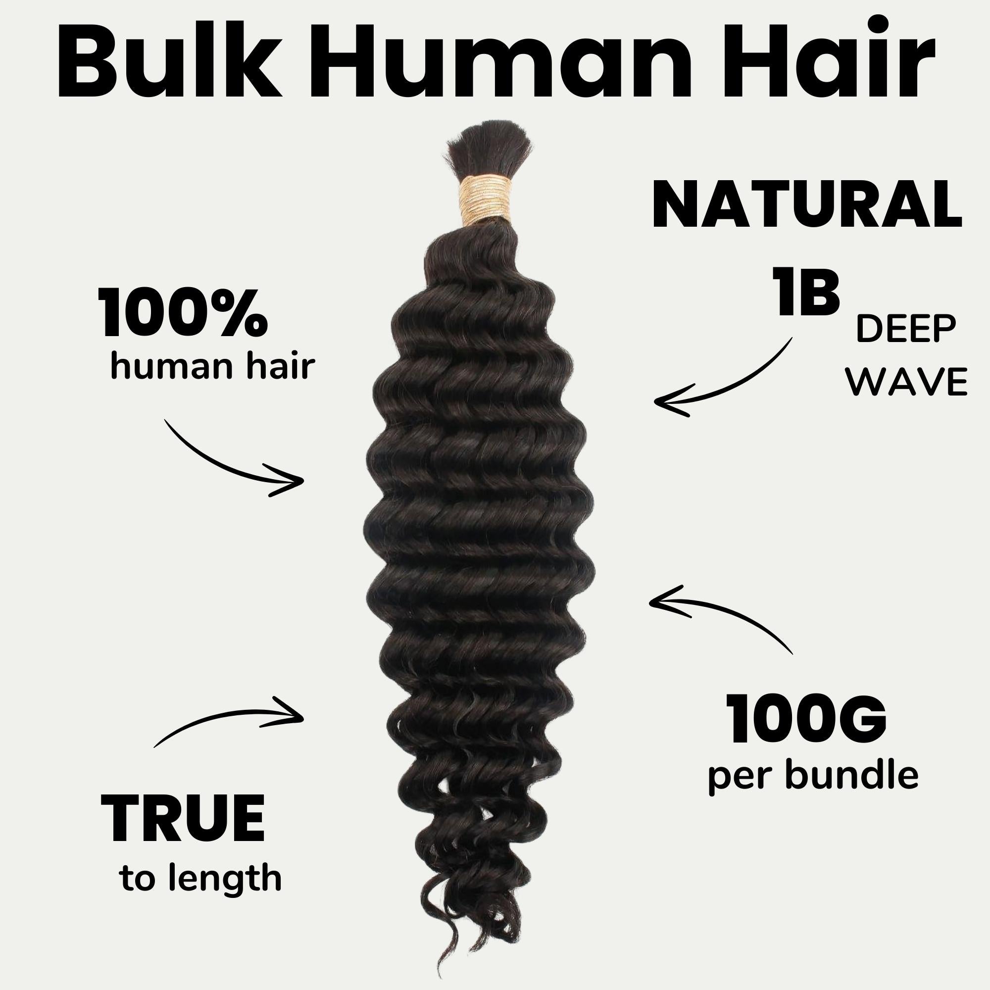 Deep Wave Bulk 100% Human Braiding Hair - Private Label