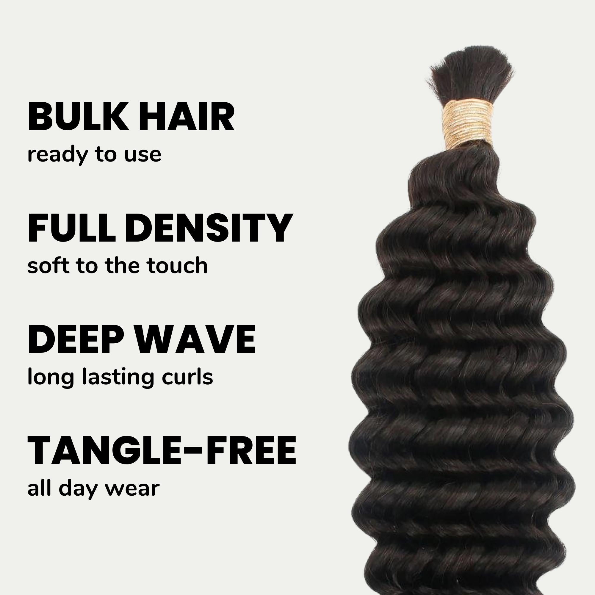 Deep Wave Bulk 100% Human Braiding Hair - Private Label