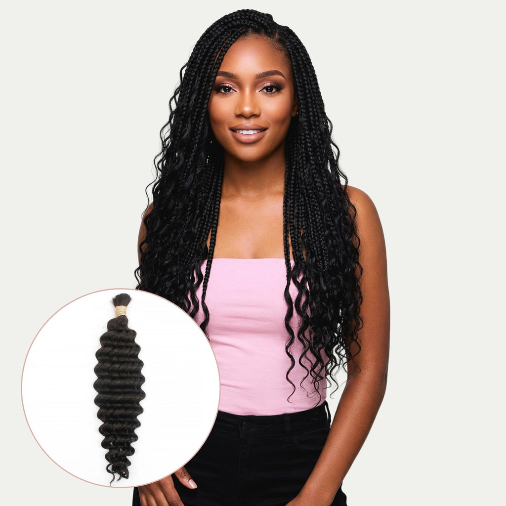 Deep Wave Bulk 100% Human Braiding Hair - Private Label