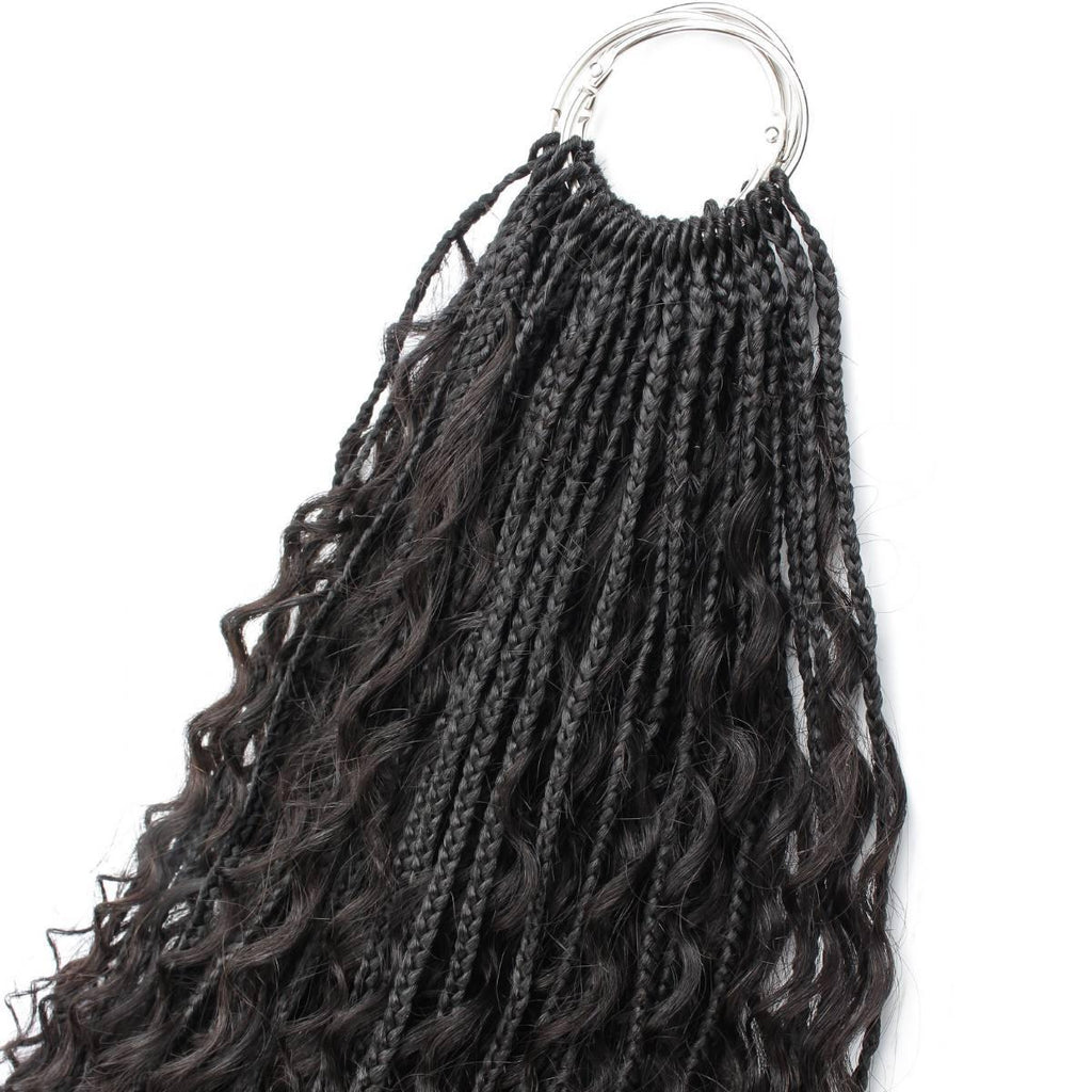 Deep Wave Boho Box Braids with Human Hair Crochet Curls - Private Label