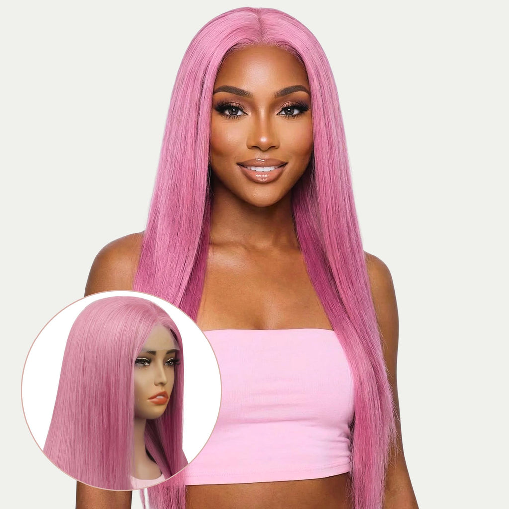 Fuchsia Straight 13x4 Transparent Lace Front Wig - Private Label