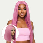 Fuchsia Straight 13x4 Transparent Lace Front Wig - Private Label