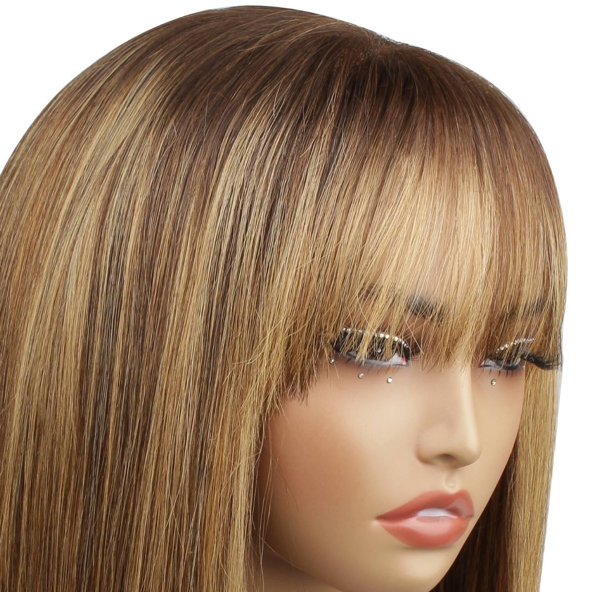 Highlight 4x4 Transparent Closure 100% Human Hair Bang Bob Wig - Private Label