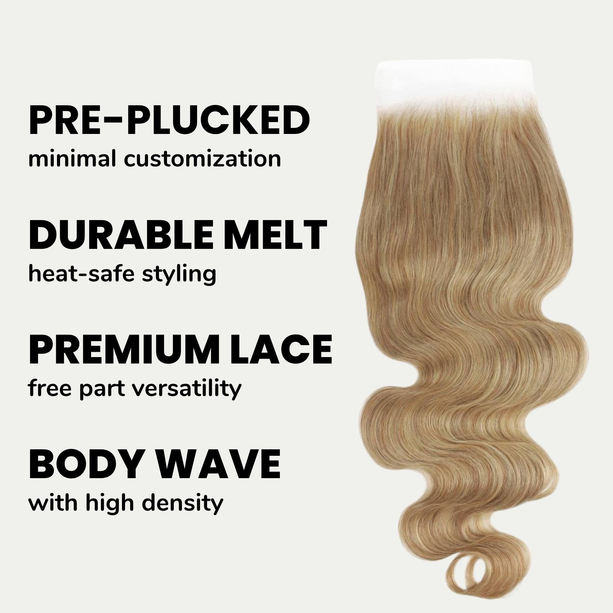 Honey Blonde Body Wave 5x5 HD Lace Human Hair Closure - Private Label
