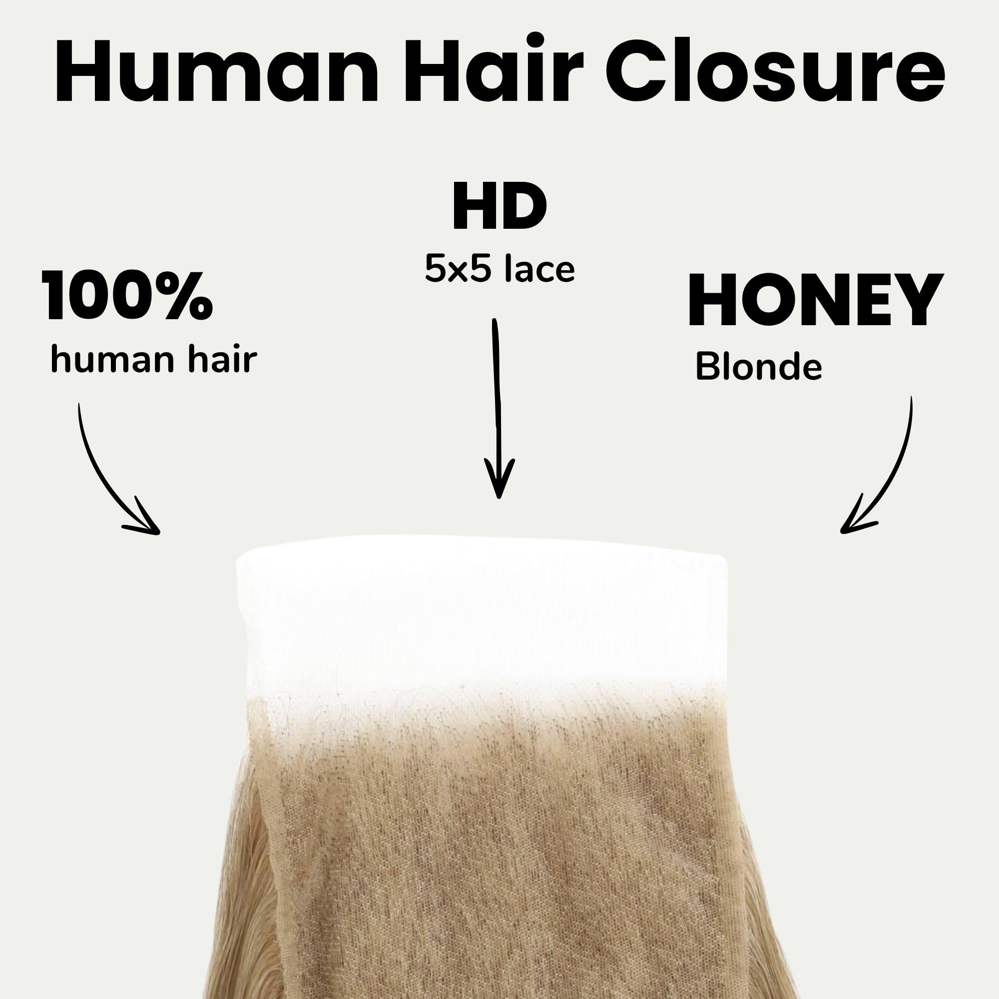 Honey Blonde Body Wave 5x5 HD Lace Human Hair Closure - Private Label