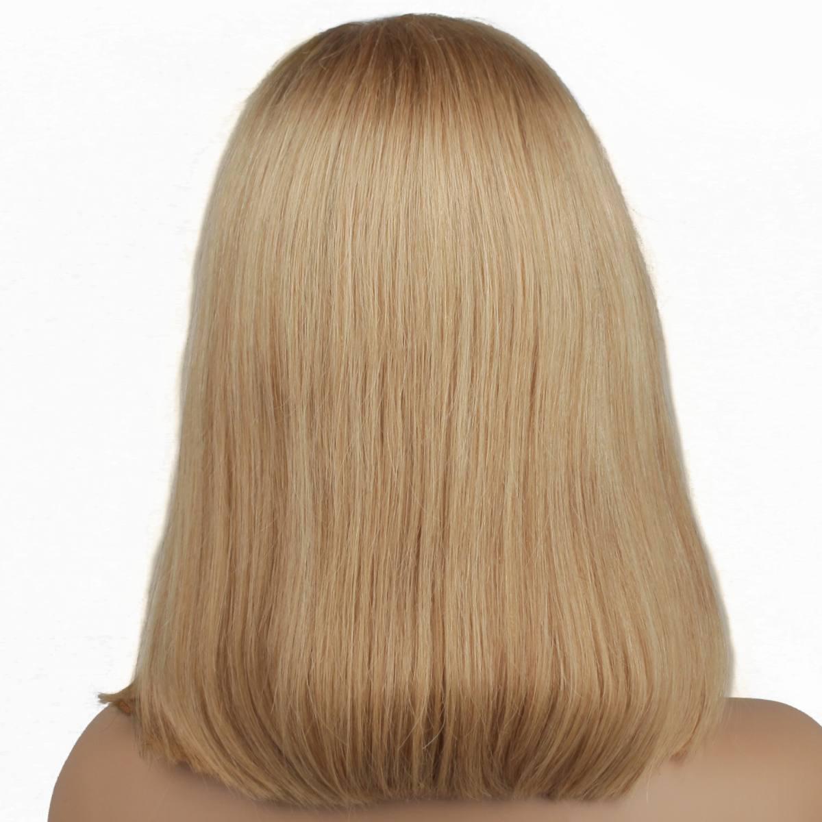 Honey Blonde Straight 100% Human Hair Capless Bang Bob Wig - Private Label