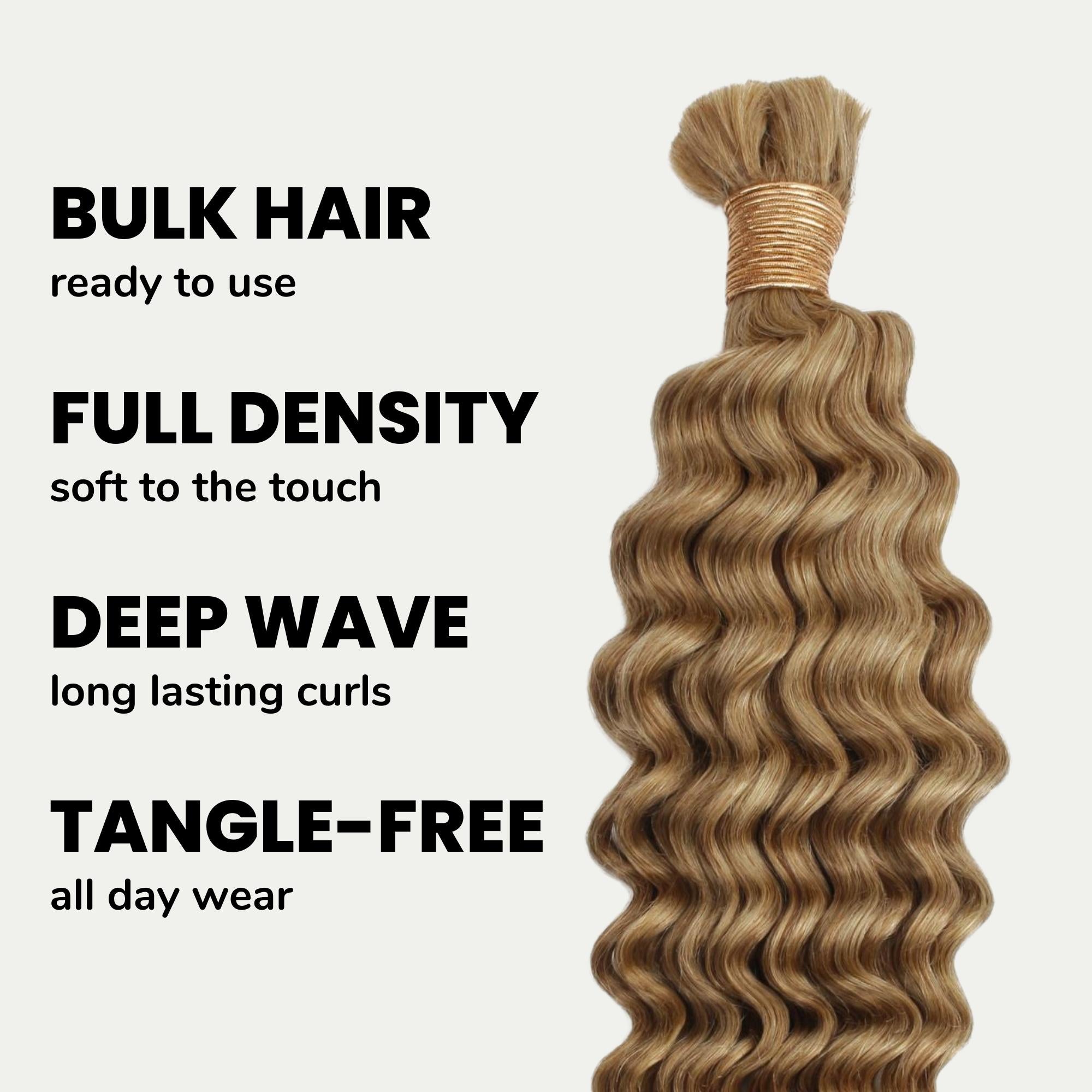 Honey Blonde Deep Wave 27 Bulk 100% Human Braiding Hair - Private Label