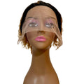 Honey Blonde Ombre Curly 13x1 Transparent Lace Front 100% Human Hair Pixie Wig - Private Label