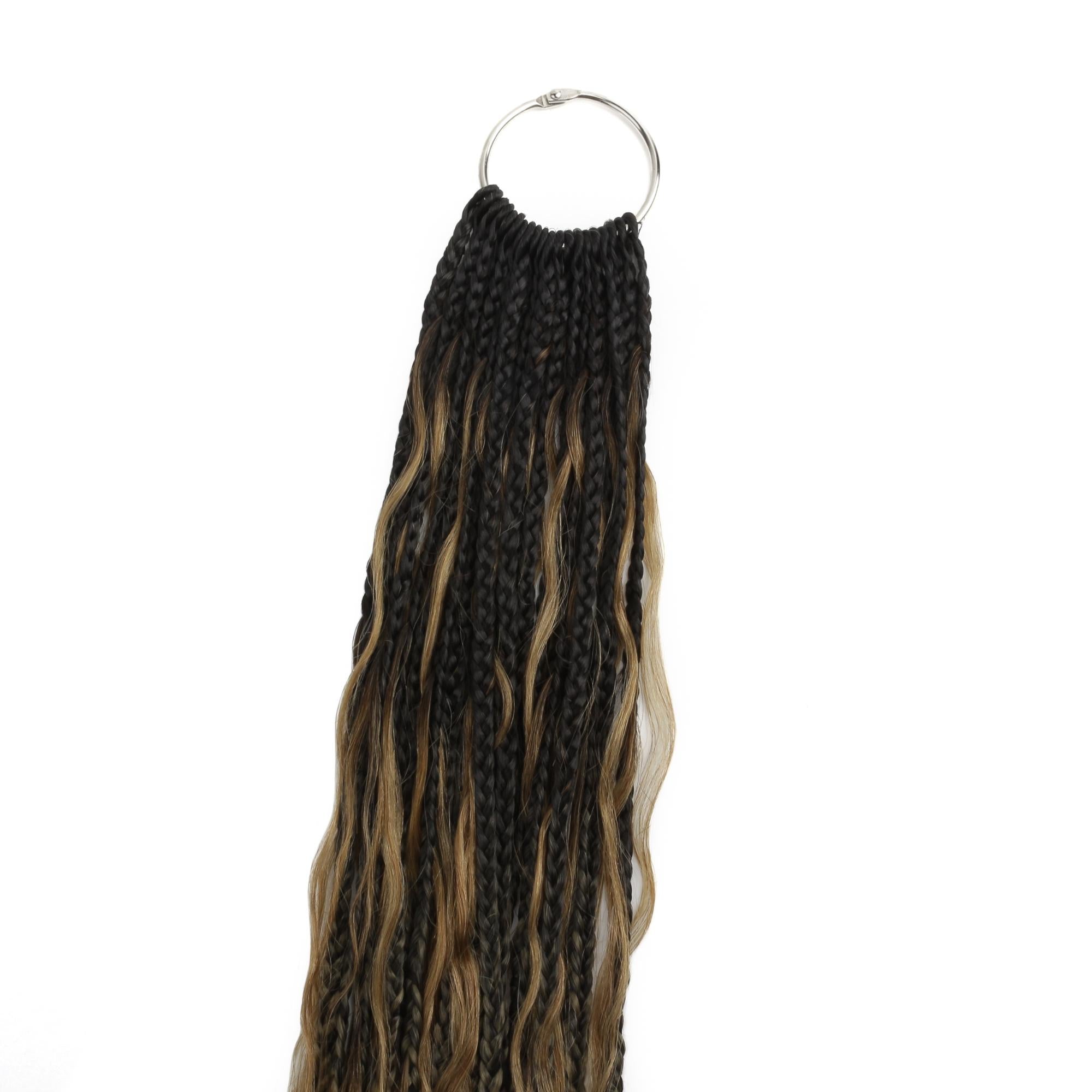 Honey Blonde Ombre Deep Wave Boho Box Braids with Human Hair Crochet Curls - Private Label