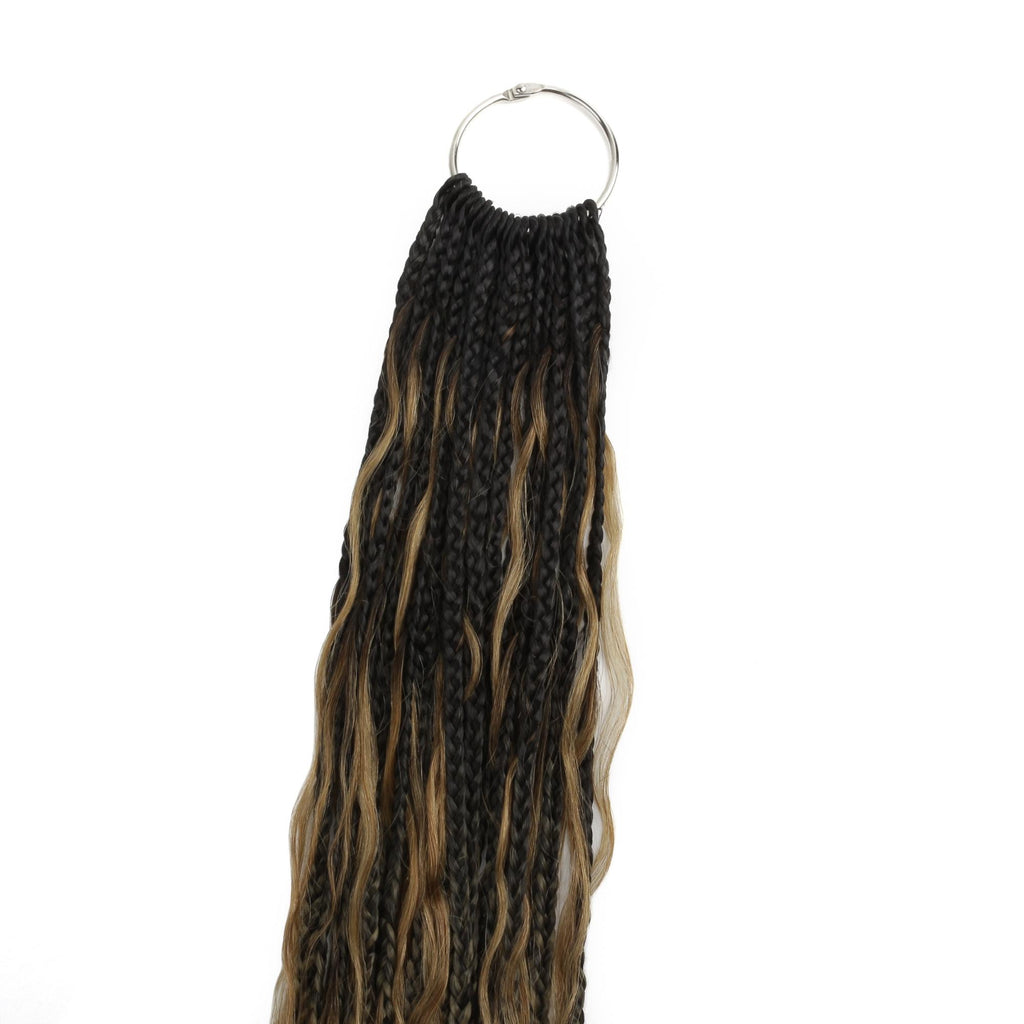 Honey Blonde Ombre Deep Wave Boho Box Braids with Human Hair Crochet Curls - Private Label