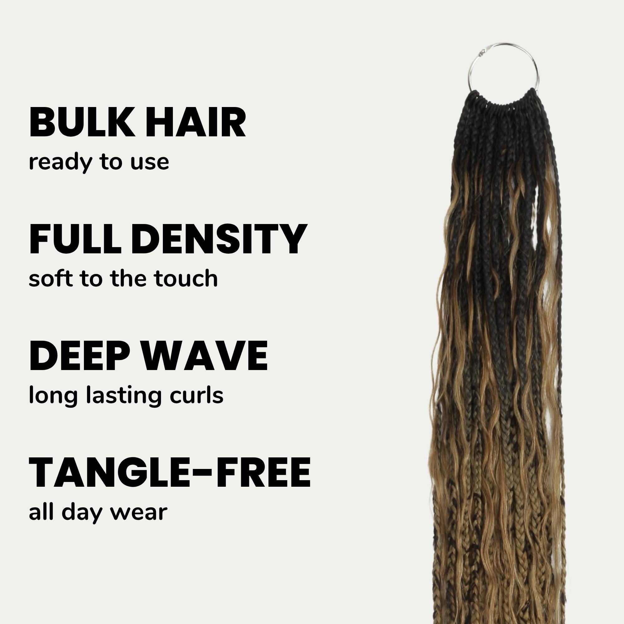 Honey Blonde Ombre Deep Wave Boho Box Braids with Human Hair Crochet Curls - Private Label