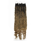 Honey Blonde Ombre Deep Wave Boho Box Braids with Human Hair Crochet Curls - Private Label