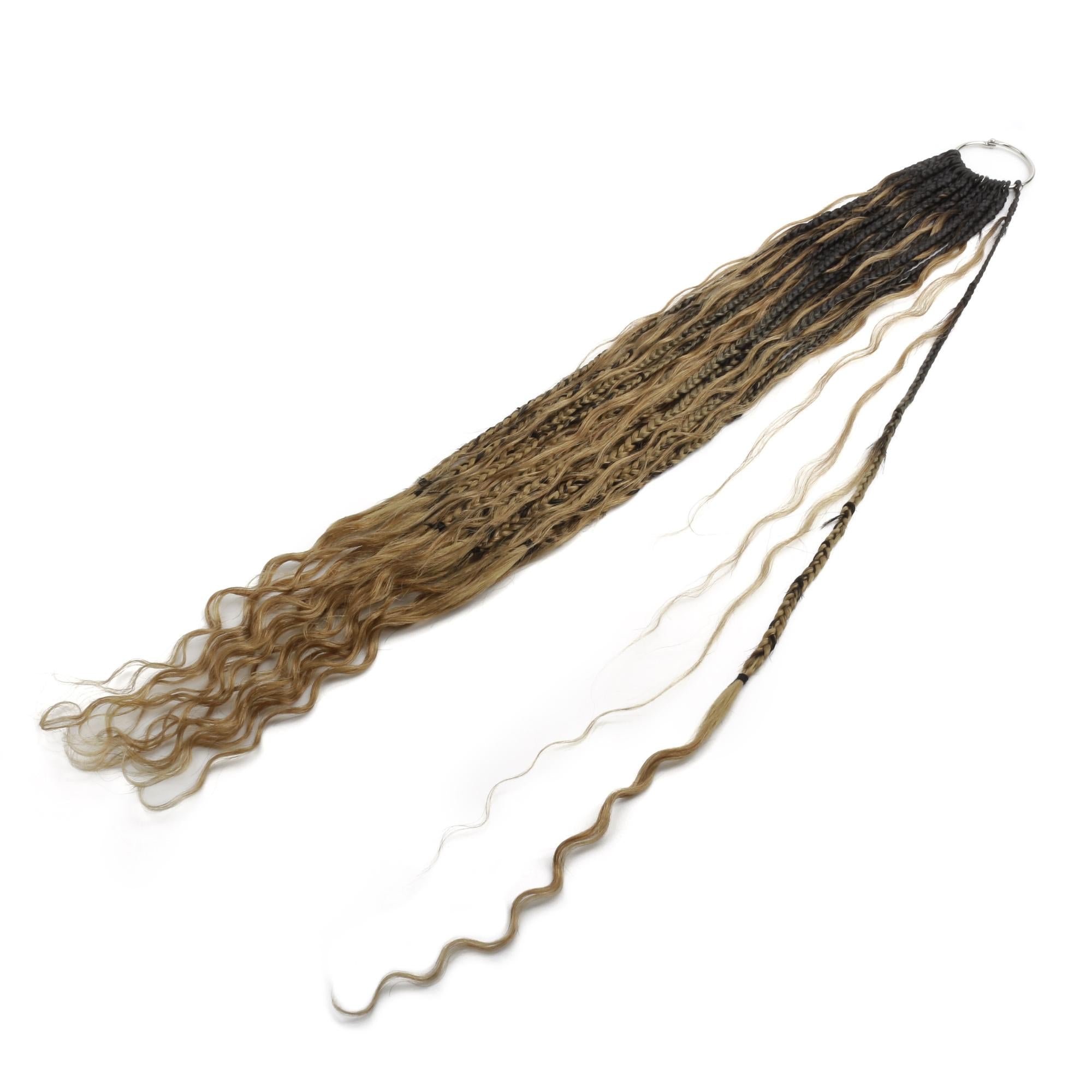 Honey Blonde Ombre Deep Wave Boho Box Braids with Human Hair Crochet Curls - Private Label