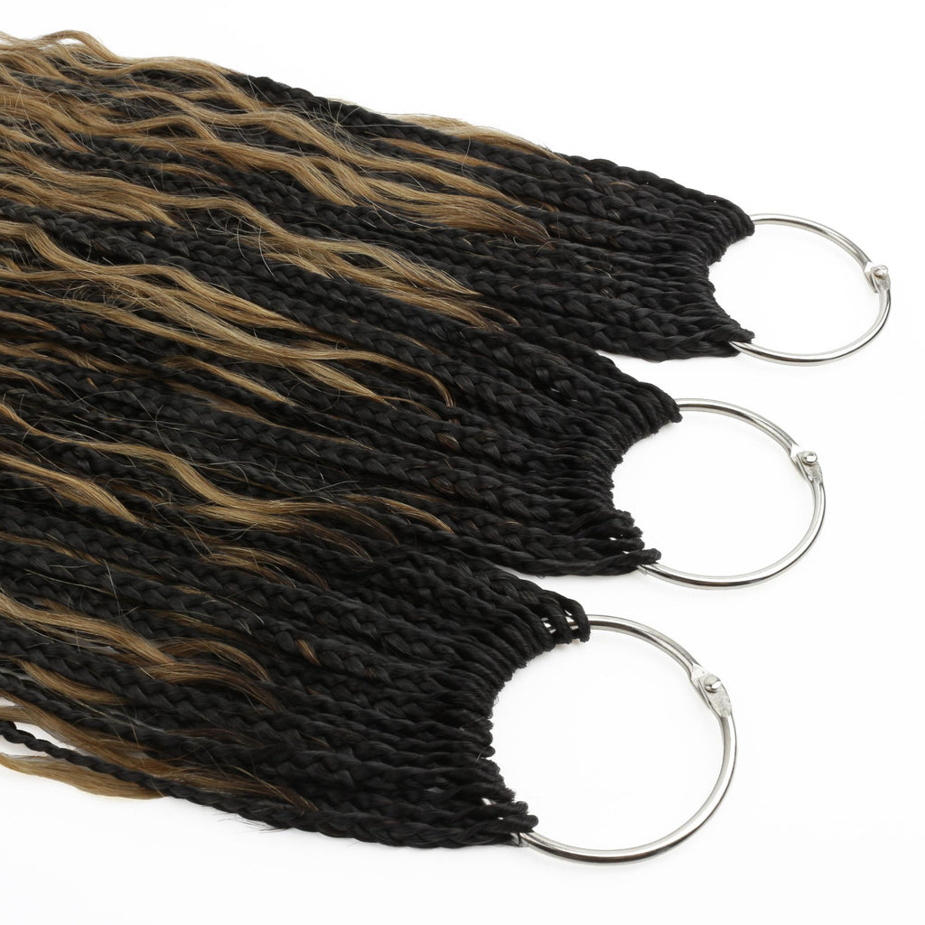 Honey Blonde Ombre Deep Wave Boho Box Braids with Human Hair Crochet Curls - Private Label