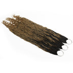 Honey Blonde Ombre Deep Wave Boho Box Braids with Human Hair Crochet Curls - Private Label