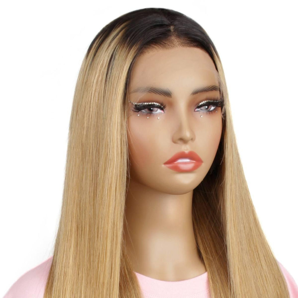 Honey Blonde Ombre Straight 13x4 HD Lace 100% Human Hair Front Wig - Private Label
